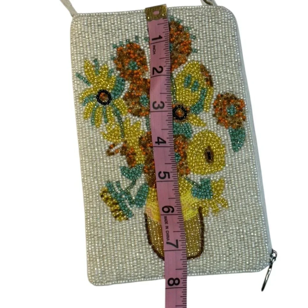 Bamboo Trading Company Beaded Floral Wristlet Purse